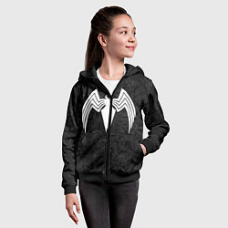 Толстовка на молнии детская Знак венома с текстурой симбиота, цвет: 3D-черный — фото 2