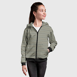 Толстовка на молнии детская Тёмный зеленовато-бежевый полосы узоры, цвет: 3D-черный — фото 2