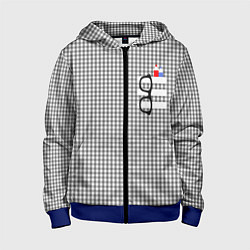 Толстовка на молнии детская Черные очки висят на кармане, цвет: 3D-синий