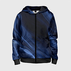 Толстовка на молнии детская Тёмный синий абстракция дымчатый, цвет: 3D-черный