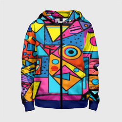 Толстовка на молнии детская Кислая геометрия, цвет: 3D-синий