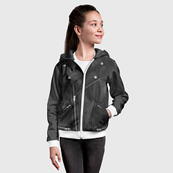 Толстовка на молнии детская Кожаная куртка косуха, цвет: 3D-белый — фото 2