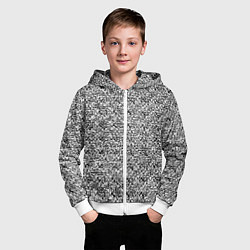 Толстовка на молнии детская Чёрно-белый текстурный, цвет: 3D-белый — фото 2