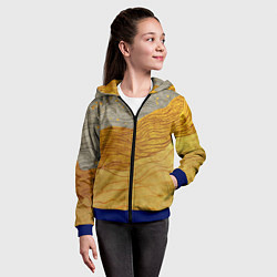 Толстовка на молнии детская Золотые волны на сером текстура, цвет: 3D-синий — фото 2
