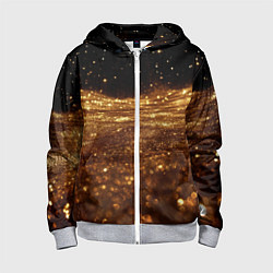 Толстовка на молнии детская Золотистые крупицы на черном, цвет: 3D-меланж