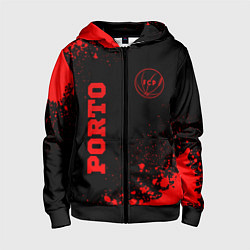 Толстовка на молнии детская Porto - red gradient вертикально, цвет: 3D-черный