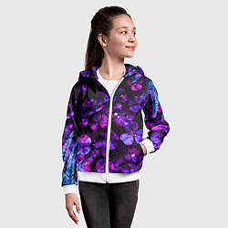 Толстовка на молнии детская Флуоресцентные цветы, цвет: 3D-белый — фото 2