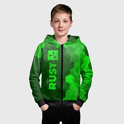 Толстовка на молнии детская Rust - green gradient по-вертикали, цвет: 3D-черный — фото 2