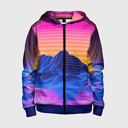 Толстовка на молнии детская Неоновый закат, цвет: 3D-синий