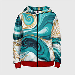 Толстовка на молнии детская Бирюза и золото, цвет: 3D-красный