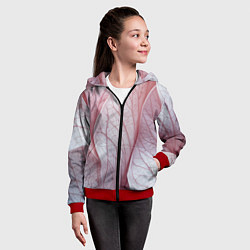 Толстовка на молнии детская Розовые листья, цвет: 3D-красный — фото 2