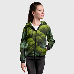 Толстовка на молнии детская Зеленый мох и листья, цвет: 3D-черный — фото 2