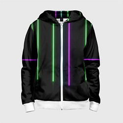 Толстовка на молнии детская Neon stripes, цвет: 3D-белый