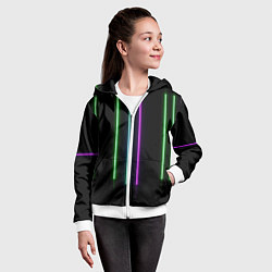 Толстовка на молнии детская Neon stripes, цвет: 3D-белый — фото 2