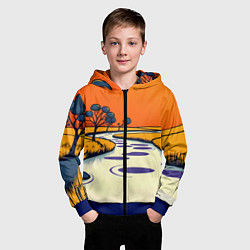 Толстовка на молнии детская Арт с фантастическим пейзажем, цвет: 3D-синий — фото 2