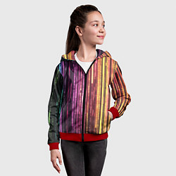 Толстовка на молнии детская Неоновый и переливающийся киберпанк узор, цвет: 3D-красный — фото 2