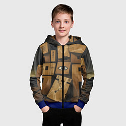 Толстовка на молнии детская Коробки и глаз, цвет: 3D-синий — фото 2