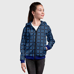 Толстовка на молнии детская Синий простой клетчатый, цвет: 3D-синий — фото 2