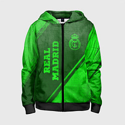 Толстовка на молнии детская Real Madrid - green gradient вертикально, цвет: 3D-черный