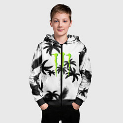 Толстовка на молнии детская Monster energy пальмы, цвет: 3D-черный — фото 2