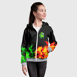 Толстовка на молнии детская Амонг ас огненная текстура, цвет: 3D-меланж — фото 2