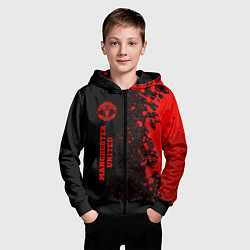 Толстовка на молнии детская Manchester United - red gradient по-вертикали, цвет: 3D-черный — фото 2