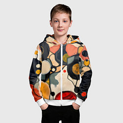 Толстовка на молнии детская Абстракция с кругами и краской, цвет: 3D-белый — фото 2