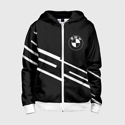 Толстовка на молнии детская BMW geometry line, цвет: 3D-белый