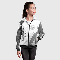 Толстовка на молнии детская Leicester City - white gradient вертикально, цвет: 3D-черный — фото 2