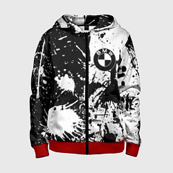 Толстовка на молнии детская BMW черно белые краски, цвет: 3D-красный