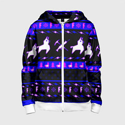 Толстовка на молнии детская Fortnite neon pattern, цвет: 3D-белый