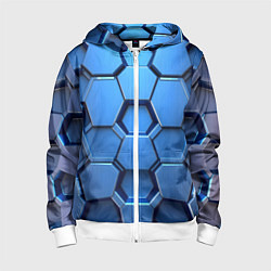 Толстовка на молнии детская Синий бронежилет, цвет: 3D-белый