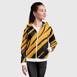 Толстовка на молнии детская Тигровый раскрас, цвет: 3D-белый — фото 2