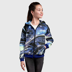 Толстовка на молнии детская Закрученные линии и звезды - космическая абстракци, цвет: 3D-синий — фото 2