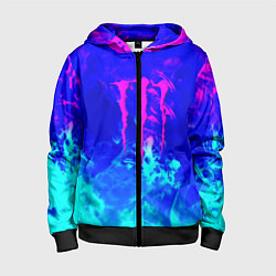 Толстовка на молнии детская Monster energy дым неоновый, цвет: 3D-черный