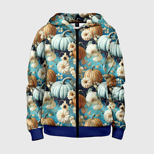 Детская толстовка на молнии Маленькие тыковки / 3D-Синий – фото 1