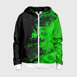 Толстовка на молнии детская Color green black, цвет: 3D-белый