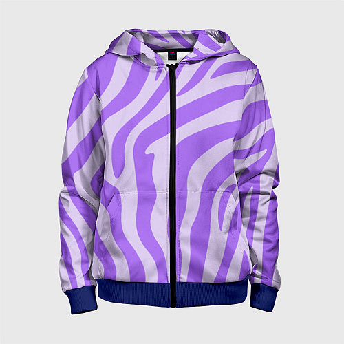 Детская толстовка на молнии Лавандовый тигровый паттерн / 3D-Синий – фото 1