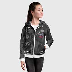 Толстовка на молнии детская Агата Кристи косуха с нашивками, цвет: 3D-белый — фото 2