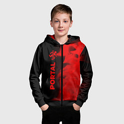 Толстовка на молнии детская Portal - red gradient по-вертикали, цвет: 3D-черный — фото 2