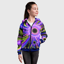 Толстовка на молнии детская Абстрактный неоновый космос - чёрная дыра, цвет: 3D-синий — фото 2
