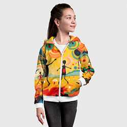 Толстовка на молнии детская Радостные солнечные человечки, цвет: 3D-белый — фото 2