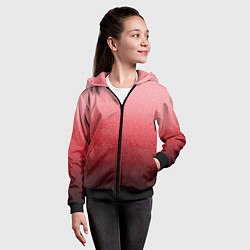 Толстовка на молнии детская Мягкий градиент красно-розовый текстура крошка, цвет: 3D-черный — фото 2