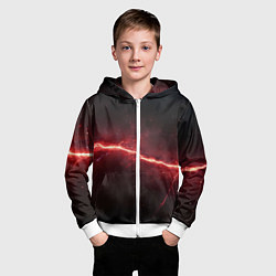 Толстовка на молнии детская Красная линия - молния, цвет: 3D-белый — фото 2