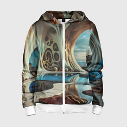 Толстовка на молнии детская Современная пещера, цвет: 3D-белый