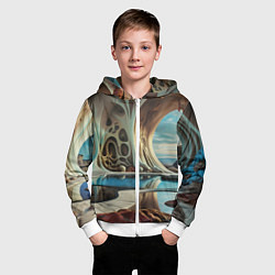 Толстовка на молнии детская Современная пещера, цвет: 3D-белый — фото 2
