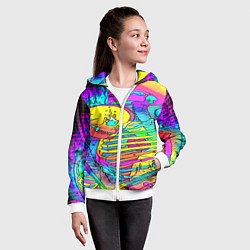 Толстовка на молнии детская Черепа неоновые краски, цвет: 3D-белый — фото 2