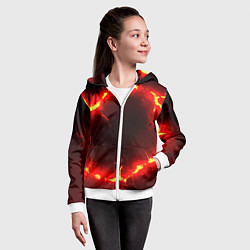 Толстовка на молнии детская Красный круг из огня текстура, цвет: 3D-белый — фото 2