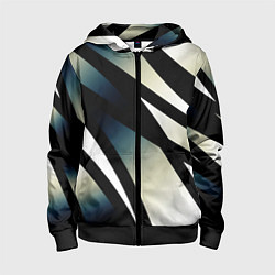 Толстовка на молнии детская Чёрно-белый с синим затемнением полосы, цвет: 3D-черный