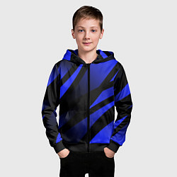 Толстовка на молнии детская Чёрный с синий абстрактные полосы, цвет: 3D-черный — фото 2